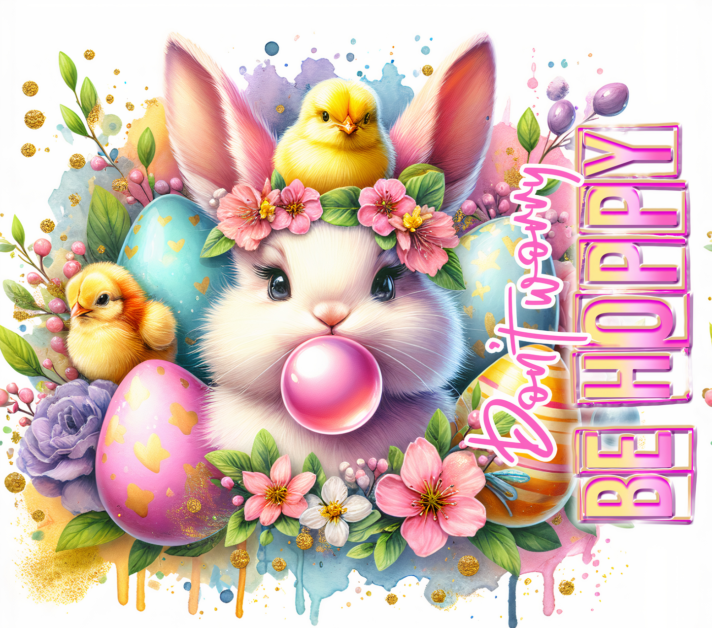 „Tumbler Hase – Be Hoppy Bunny Thermobecher bunt & verspielt | Geschenkidee für Kinder & Tierfreunde“