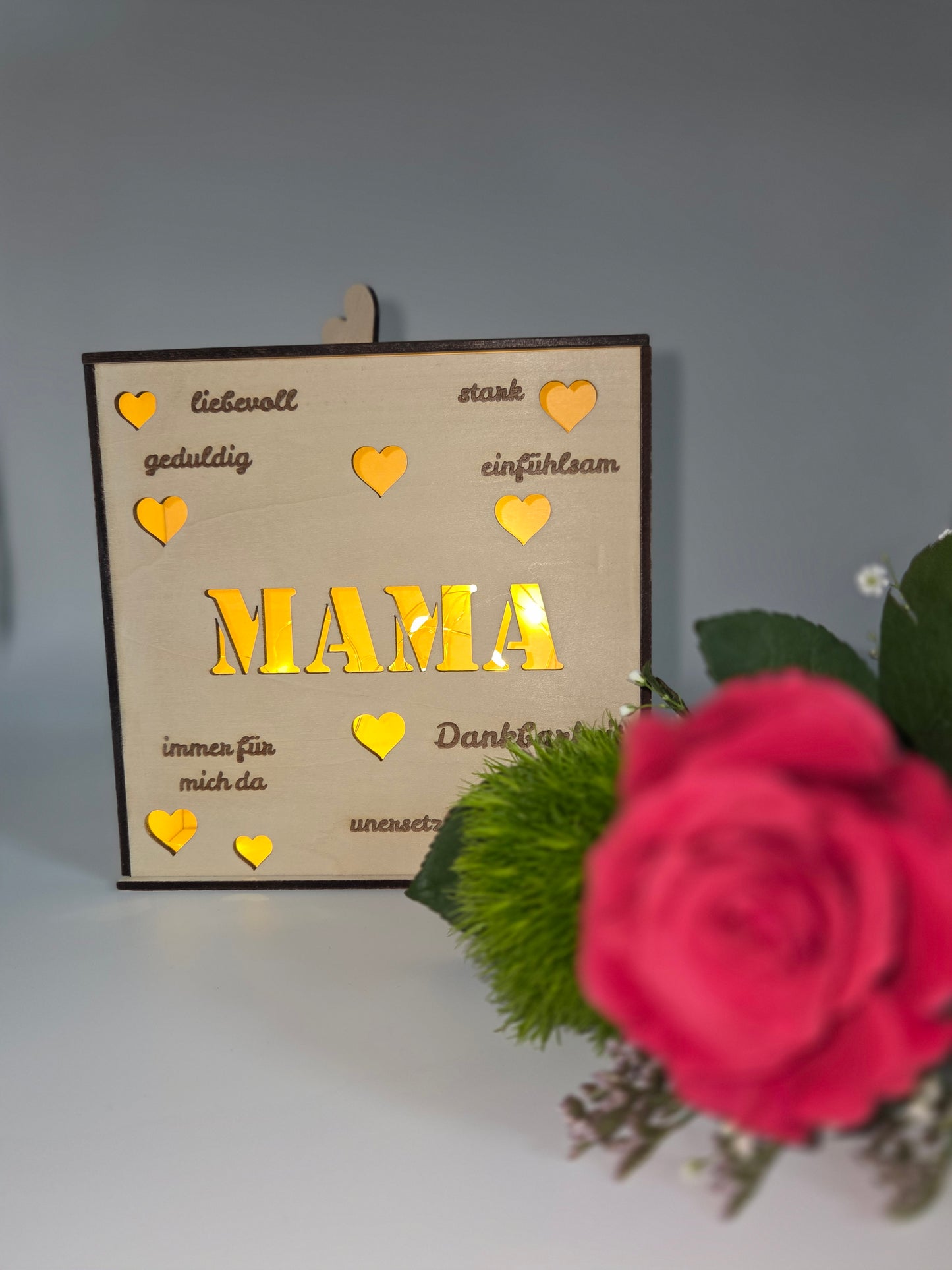 Muttertagsgeschenk Mama Holz Lichtbox mit LED | personalisierbar | Geschenk für Mama | handgemacht