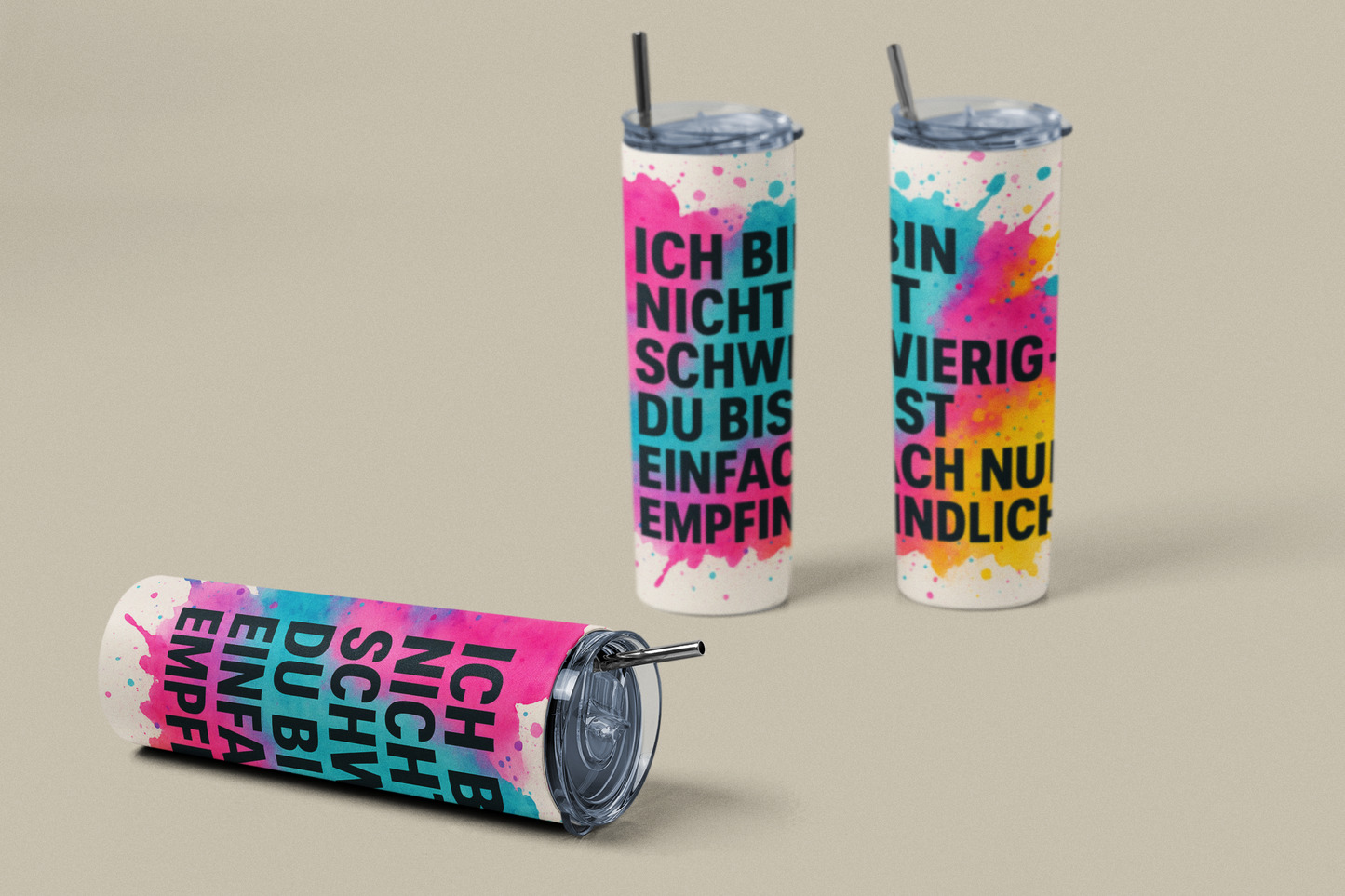 „Tumbler Empfindlichkeit – Thermobecher mit buntem Motiv | Geschenkidee für besondere Persönlichkeiten“
