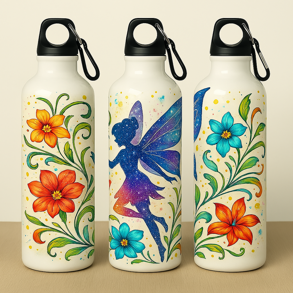 „Edelstahl-Thermoflasche Fee – Magischer Blütenzauber | Geschenkidee für Mädchen & Fantasy-Fans“