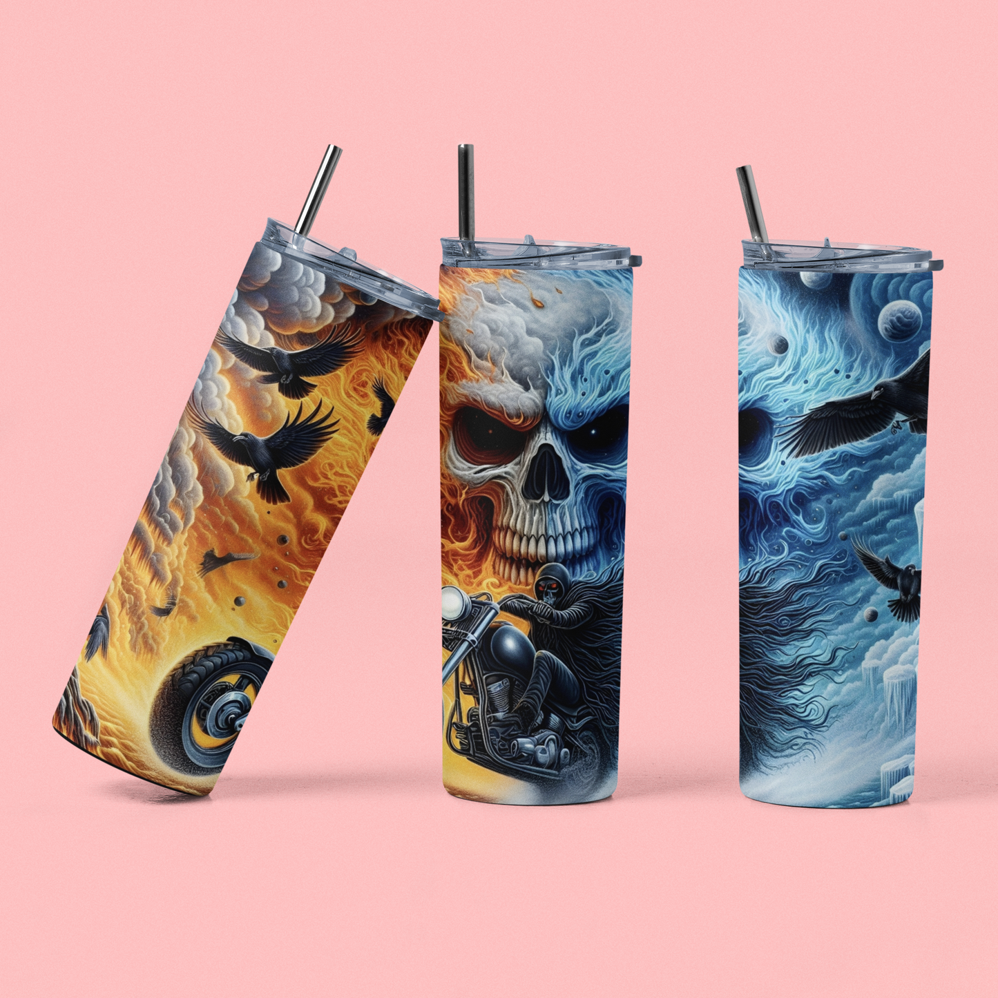 „Tumbler Skullstorm – Thermobecher mit Totenkopf-Motiv | Geschenkidee für Gothic & Rock-Fans“