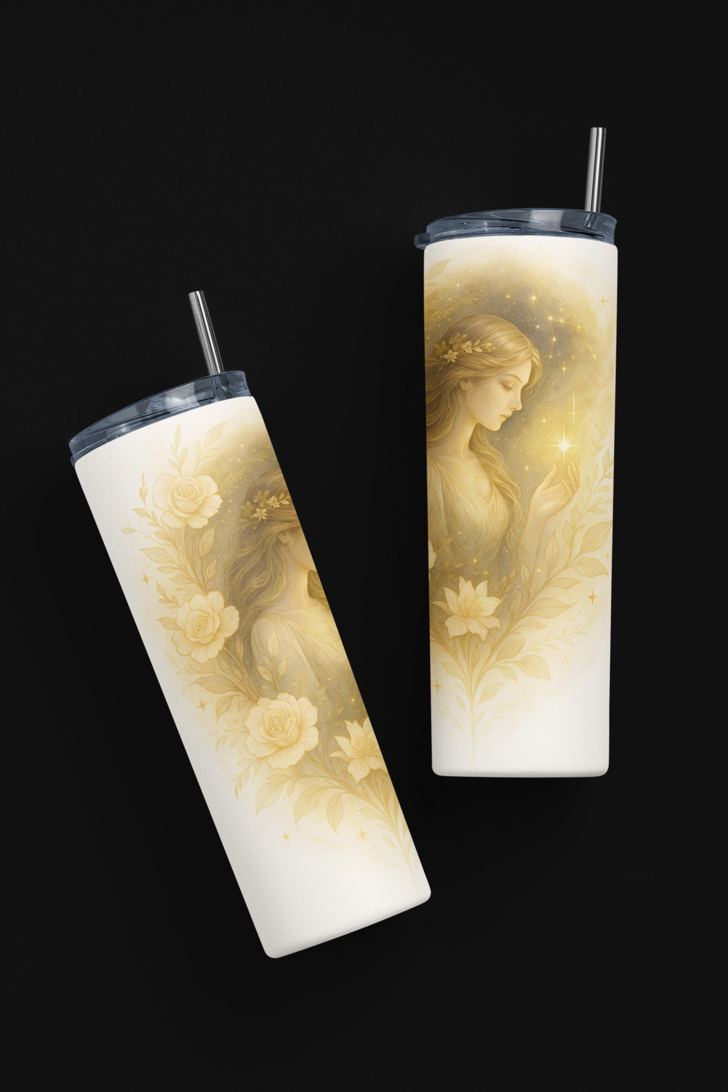 „Tumbler Sternzeichen Jungfrau – Thermobecher Sternenlicht | Geschenkidee für Astrologie-Fans“