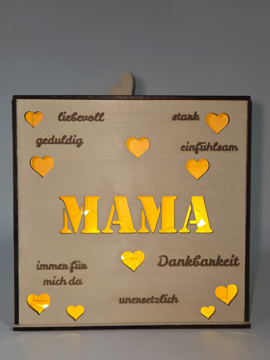 Muttertagsgeschenk Mama Holz Lichtbox mit LED | personalisierbar | Geschenk für Mama | handgemacht