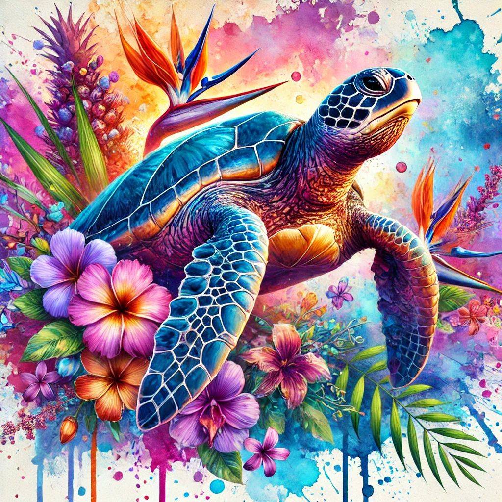 „Tumbler Schildkröte – Tropischer Thermobecher mit Meer-Motiv | Geschenkidee für Tier- & Strandfans“