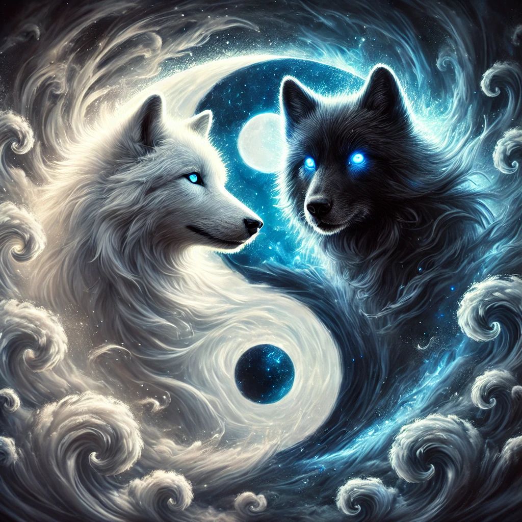 „Tumbler Wolf Yin & Yang – Mystischer Thermobecher mit Wolf-Motiv | Geschenkidee für Tierfreunde“