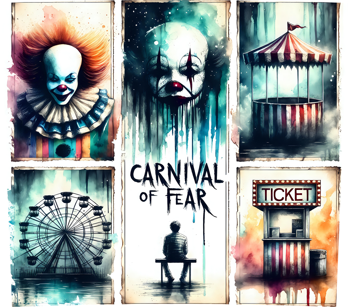 „Tumbler Carnival of Fear – Thermobecher mit Horror-Motiv | Geschenk für Gothic & Grusel-Fans“
