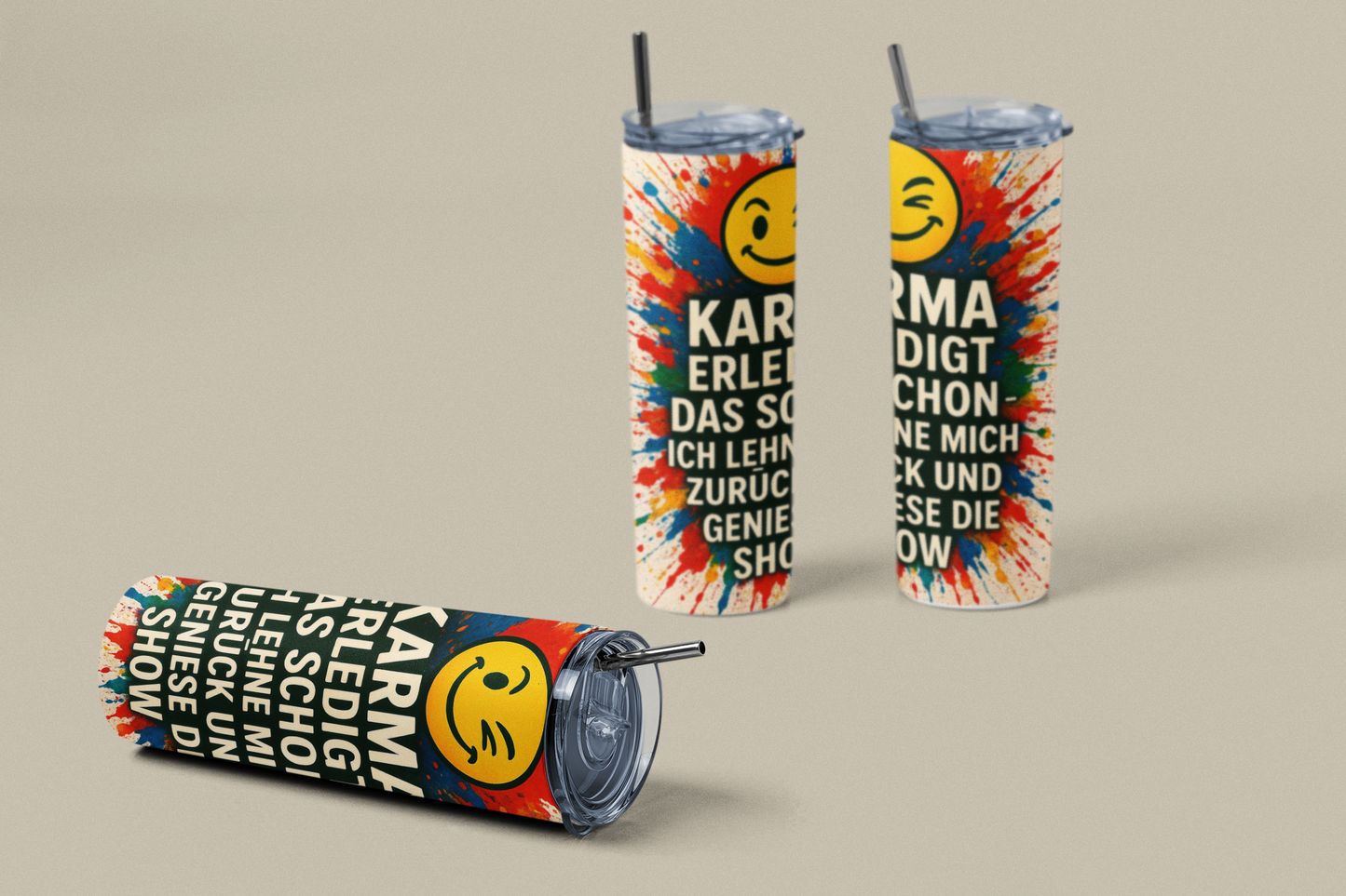 „Tumbler Karma regelt das – Lustiger Spruch Thermobecher | Geschenkidee für Freunde & Kollegen“