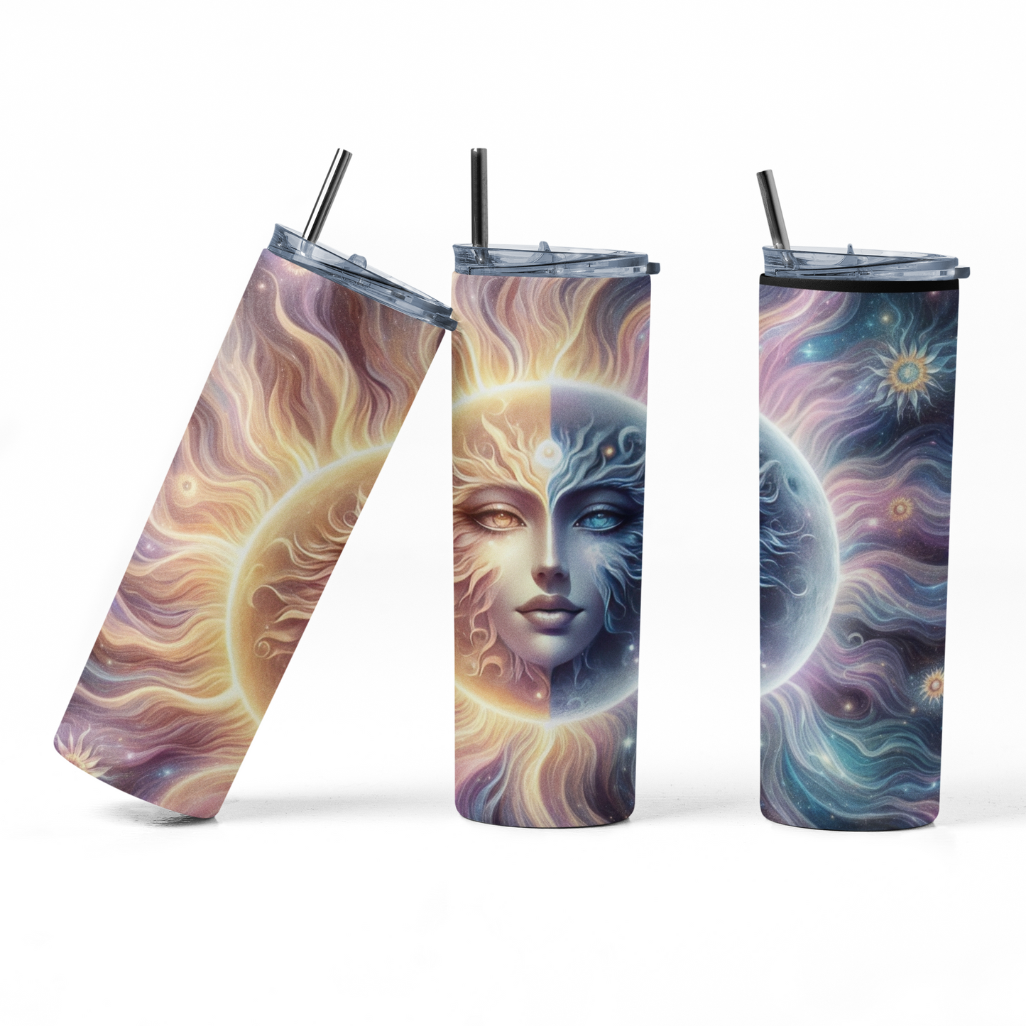 „Tumbler Sonne & Mond – Thermobecher mit magischem Motiv | Geschenkidee für Fantasy-Fans“
