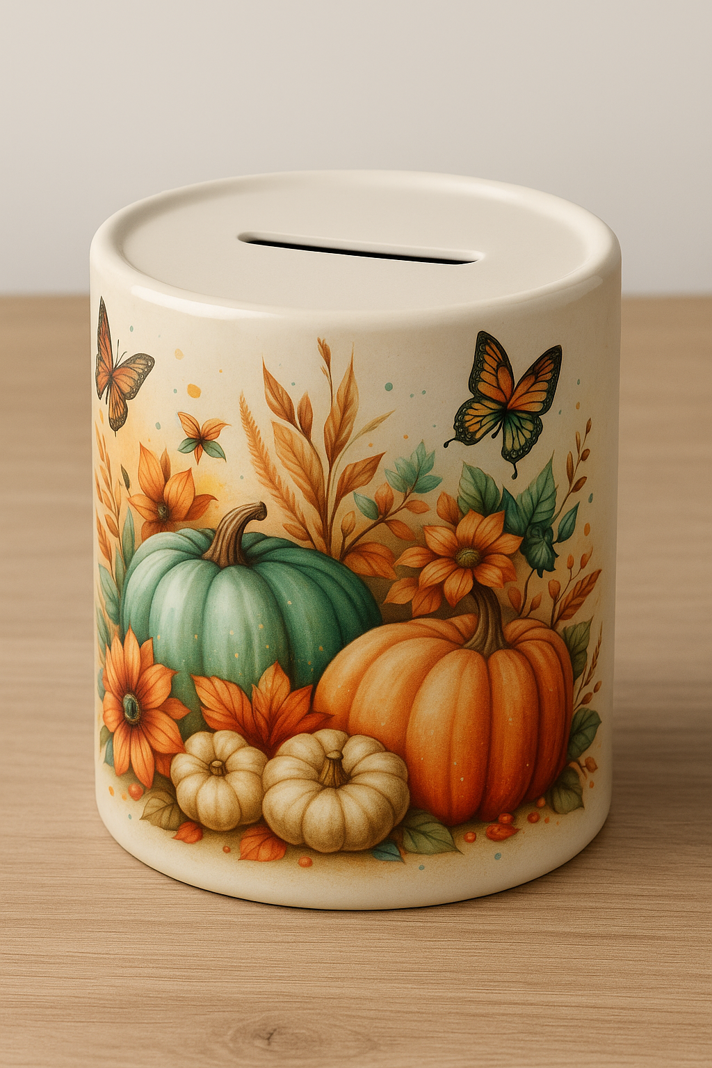 „Spardose Herbstzauber – Kürbis & Schmetterlinge | Geschenkidee für Herbst & Deko-Liebhaber“