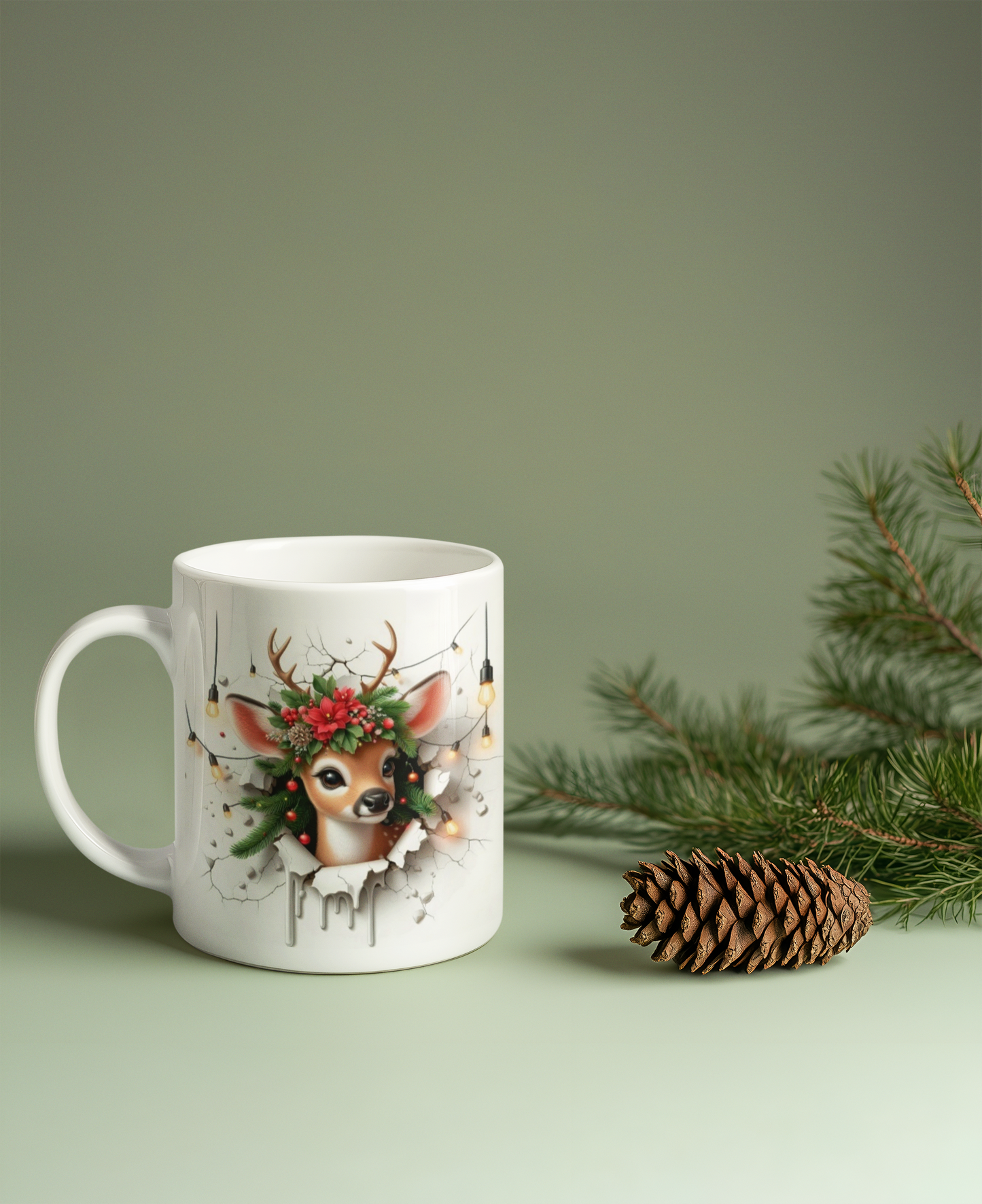 „Tasse Reh Weihnachten – Festliches Motiv in Keramik | Geschenkidee für Advent & Winter“