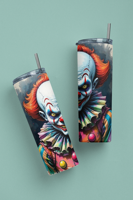 „Tumbler Creepy Clown – Thermobecher mit Horror-Motiv | Geschenkidee für Halloween & Grusel-Fans“