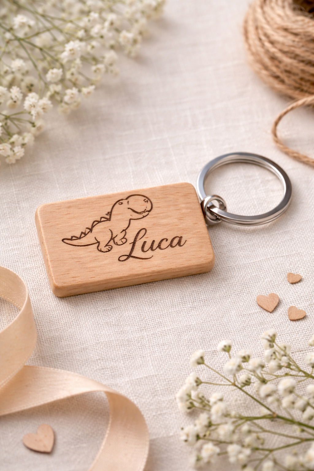 Personalisierter Schlüsselanhänger aus Holz – Gravur mit Namen – Geschenk für Männer oder Frauen