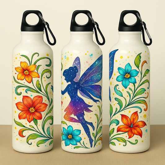 „Edelstahl-Thermoflasche Fee – Magischer Blütenzauber | Geschenkidee für Mädchen & Fantasy-Fans“