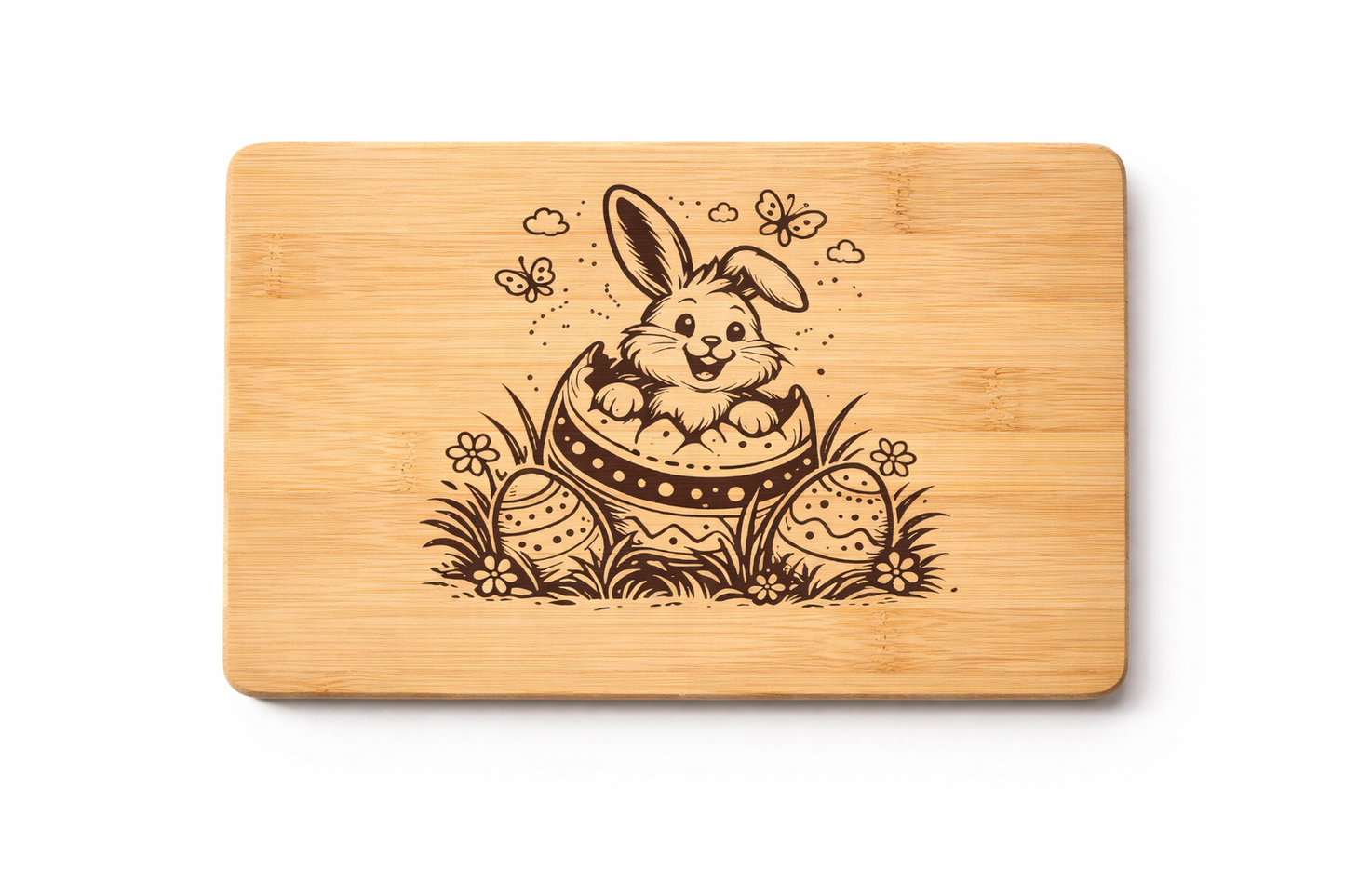 Oster Frühstücksbrettchen aus Bambus – Osterhase Gravur – Geschenk zu Ostern