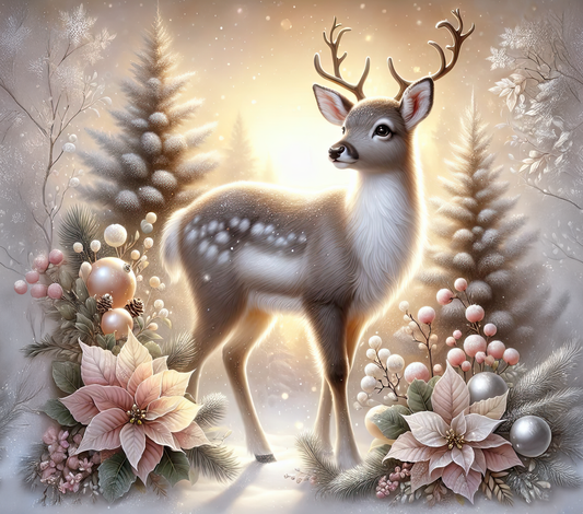 Wintertraum Tumbler – Elegantes Reh im Zauberwald