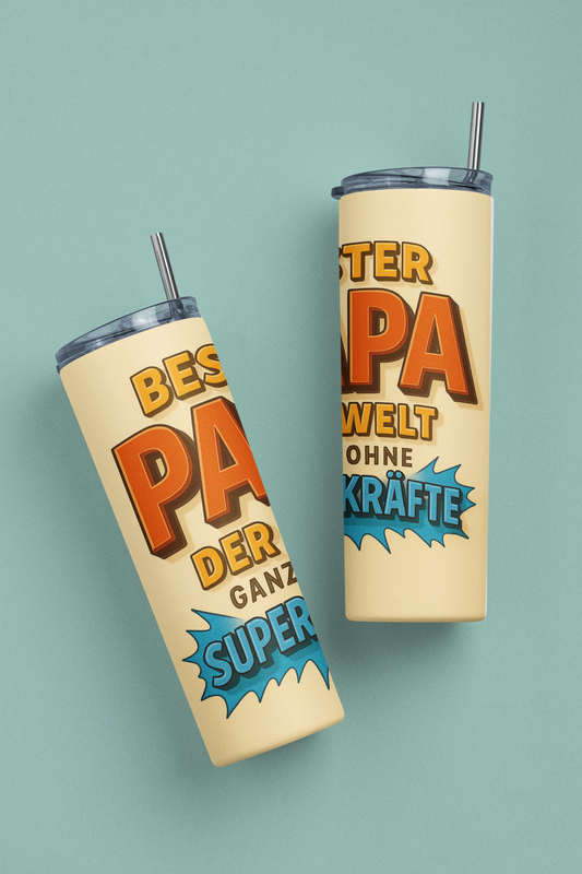 „Tumbler Superpapa – Thermobecher für Papa | Geschenkidee zum Vatertag, Geburtstag & Weihnachten“
