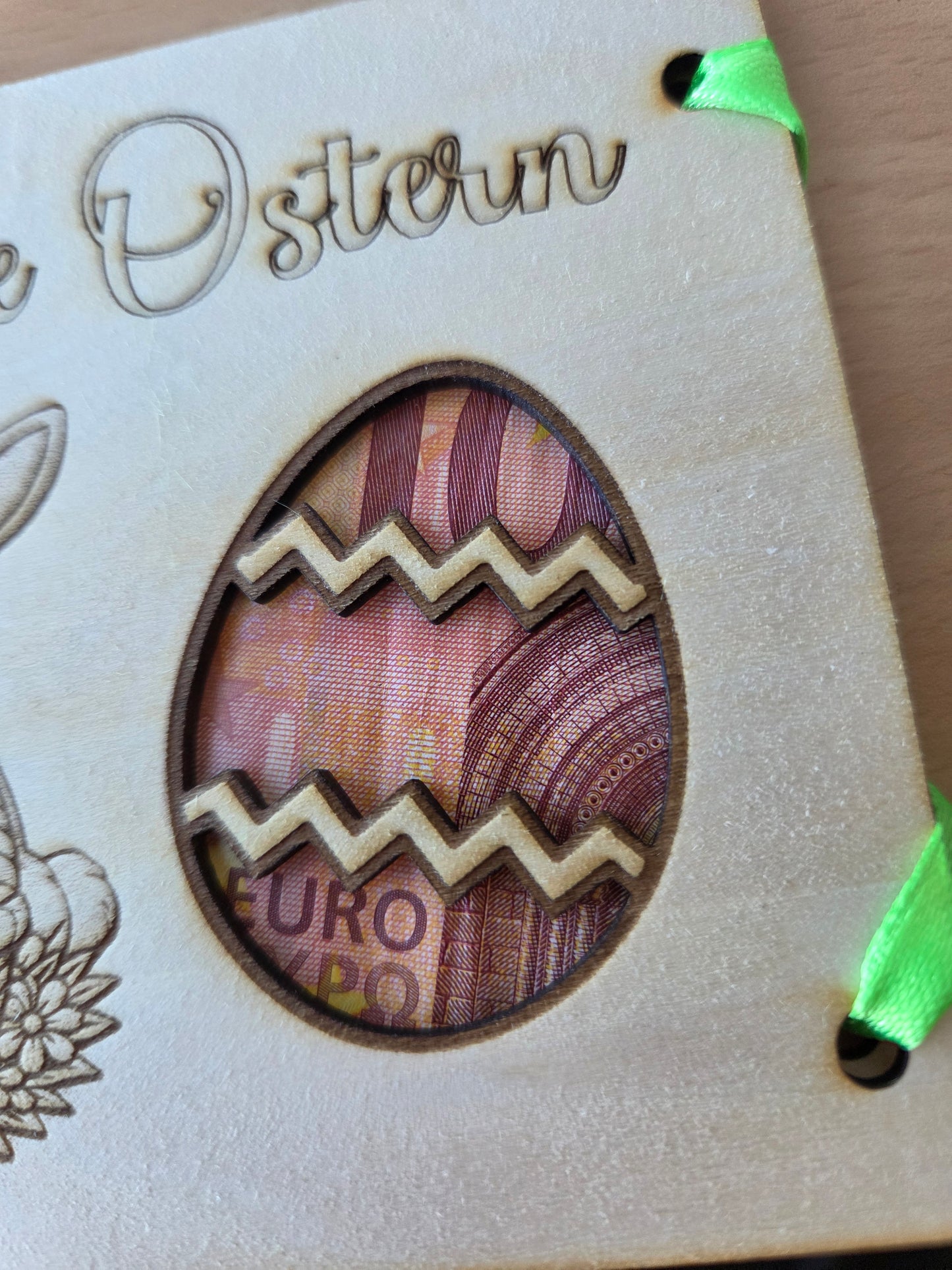 Oster Geldgeschenk aus Holz – Frohe Ostern Geldkarte – kreative Geschenkidee