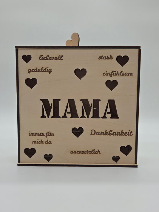 Muttertagsgeschenk Mama Holz Lichtbox mit LED | personalisierbar | Geschenk für Mama | handgemacht