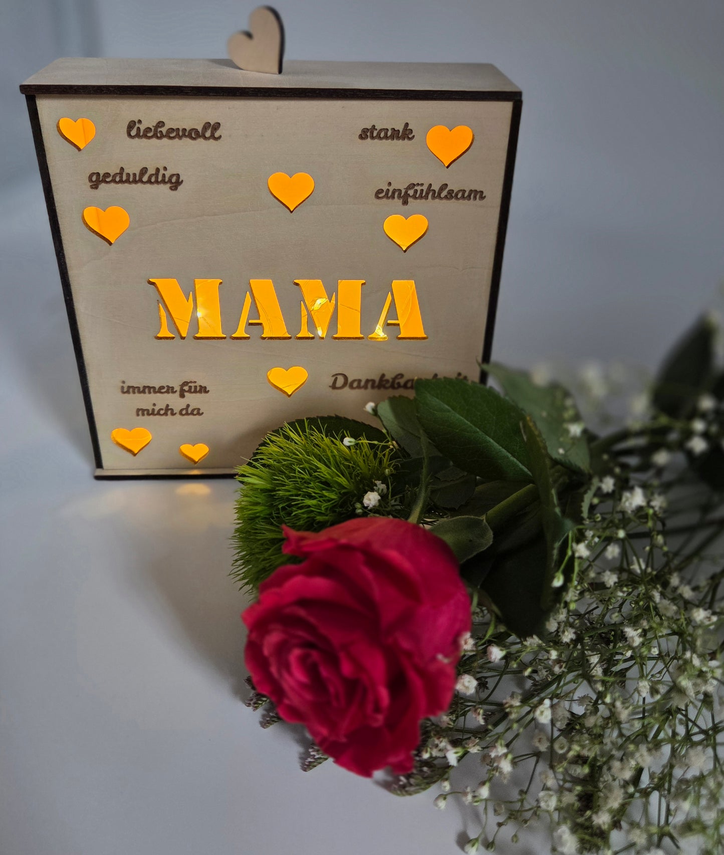 Muttertagsgeschenk Mama Holz Lichtbox mit LED | personalisierbar | Geschenk für Mama | handgemacht
