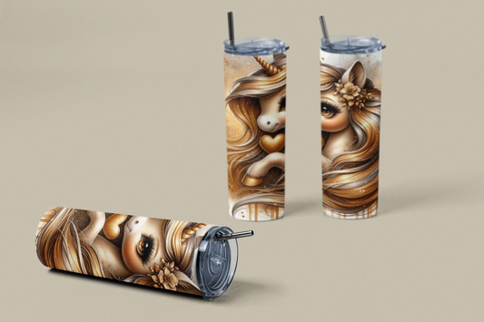 „Tumbler Einhorn – Goldene Glitzerträume Thermobecher | Geschenkidee für Mädchen & Einhorn-Fans“