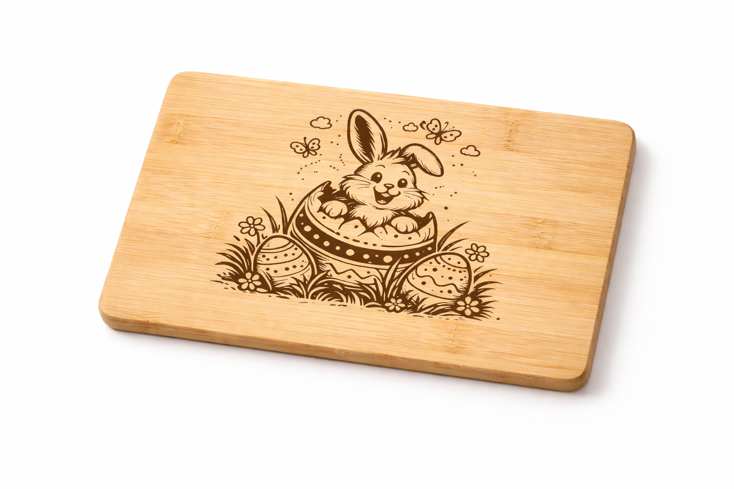 Oster Frühstücksbrettchen aus Bambus – Osterhase Gravur – Geschenk zu Ostern