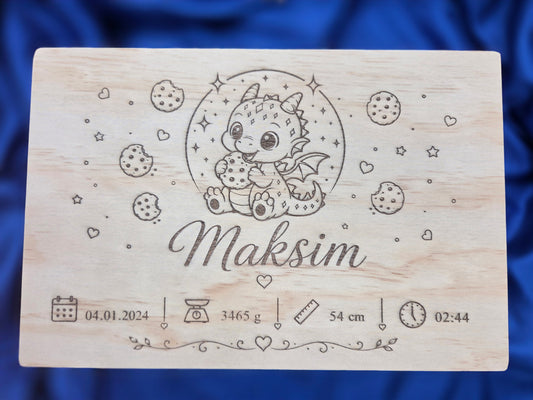 Personalisierte Erinnerungsbox aus Holz | Babybox mit Namen | Geschenk zur Geburt oder Taufe