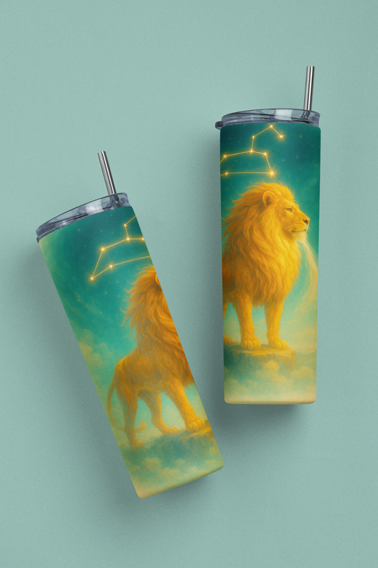 „Tumbler Sternzeichen Löwe – Thermobecher Löwenkraft | Geschenkidee für Astrologie-Fans“