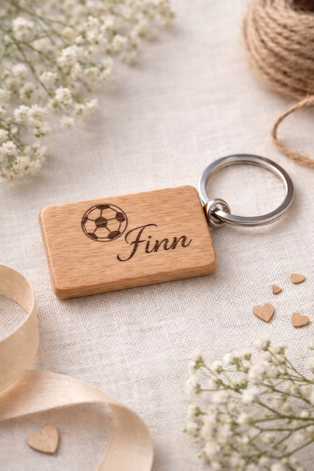 Personalisierter Schlüsselanhänger aus Holz – Gravur mit Namen – Geschenk für Männer oder Frauen