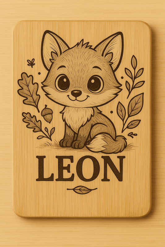 Personalisiertes Frühstücksbrettchen aus Bambus mit Namen – graviert