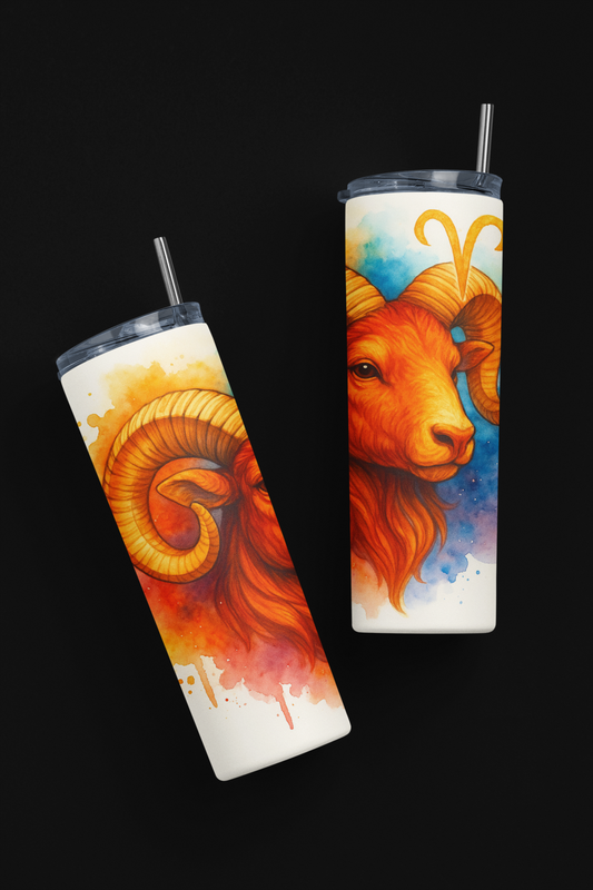 „Tumbler Widder Flamme – Sternzeichen Thermobecher | Geschenkidee für Astrologie & Widder-Fans“