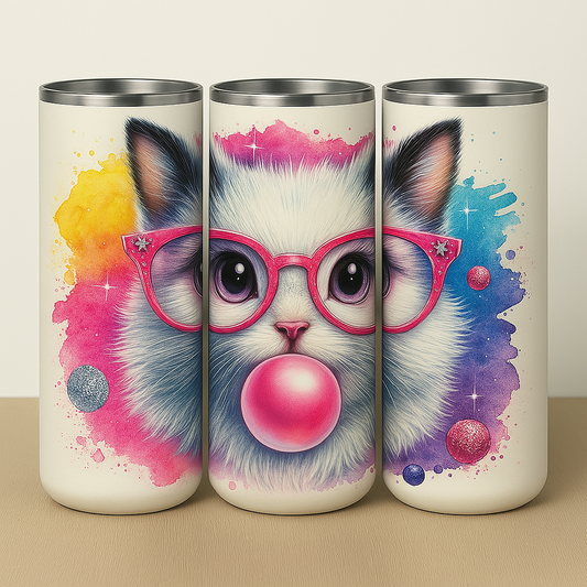 „Tumbler Hase Bubble Bunny – Doppelwandiger Thermobecher bunt & verspielt | Geschenkidee für Kinder & Tierfreunde“