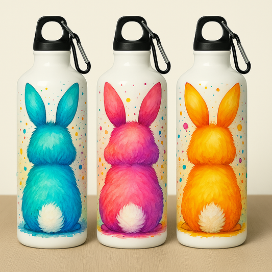 „Edelstahl-Thermoflasche Hase – Bunte Hasenliebe mit fröhlichem Motiv | Geschenkidee für Ostern & Kinder“