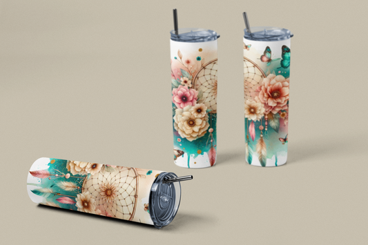 „Tumbler Traumfänger – Thermobecher mit Boho-Motiv | Geschenkidee für Harmonie & Achtsamkeit“