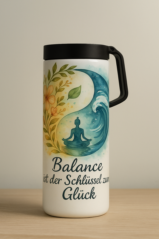 „Thermoflasche Seelenruhe – Edelstahl Trinkflasche mit Motiv | Geschenkidee für Balance & Entspannung“