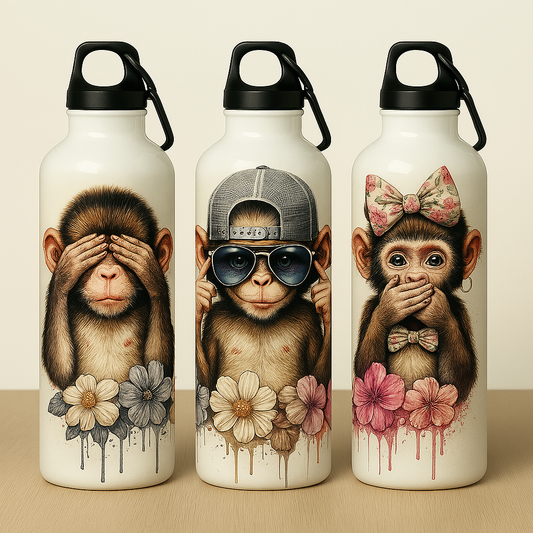 „Edelstahl-Thermoflasche Affe – Farbenfroher Zauber | Geschenkidee für Kinder & Tierfreunde“