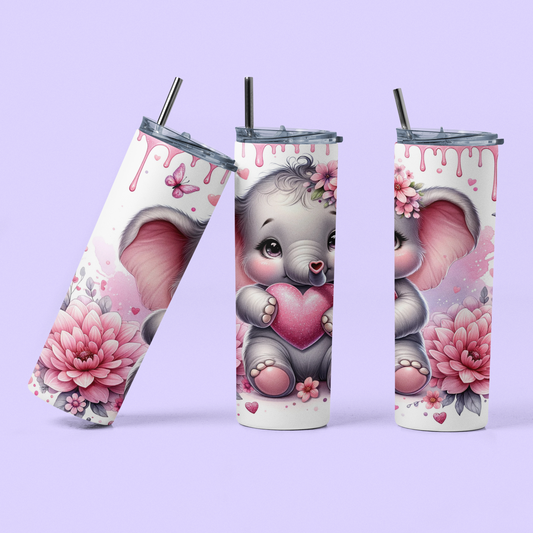 „Tumbler Elefant mit Herz – Thermobecher mit süßem Motiv | Geschenkidee für Kinder & Tierfreunde“