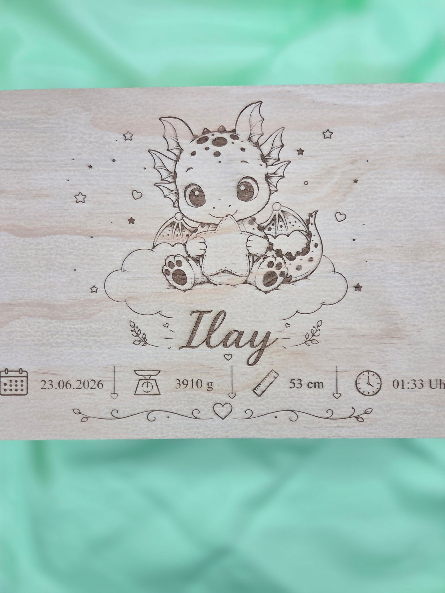Personalisierte Erinnerungsbox aus Holz | Babybox mit Namen | Geschenk zur Geburt oder Taufe