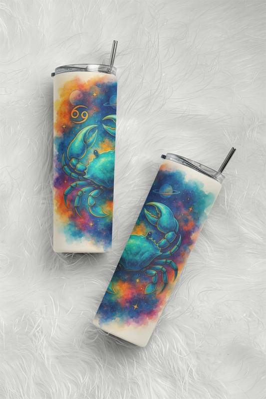 „Tumbler Sternzeichen Krebs – Thermobecher Herz des Universums | Geschenkidee für Krebs-Geborene“