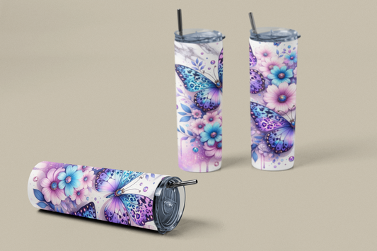 „Tumbler Butterfly Bloom – Thermobecher mit Schmetterlings-Motiv | Geschenkidee für Frauen“