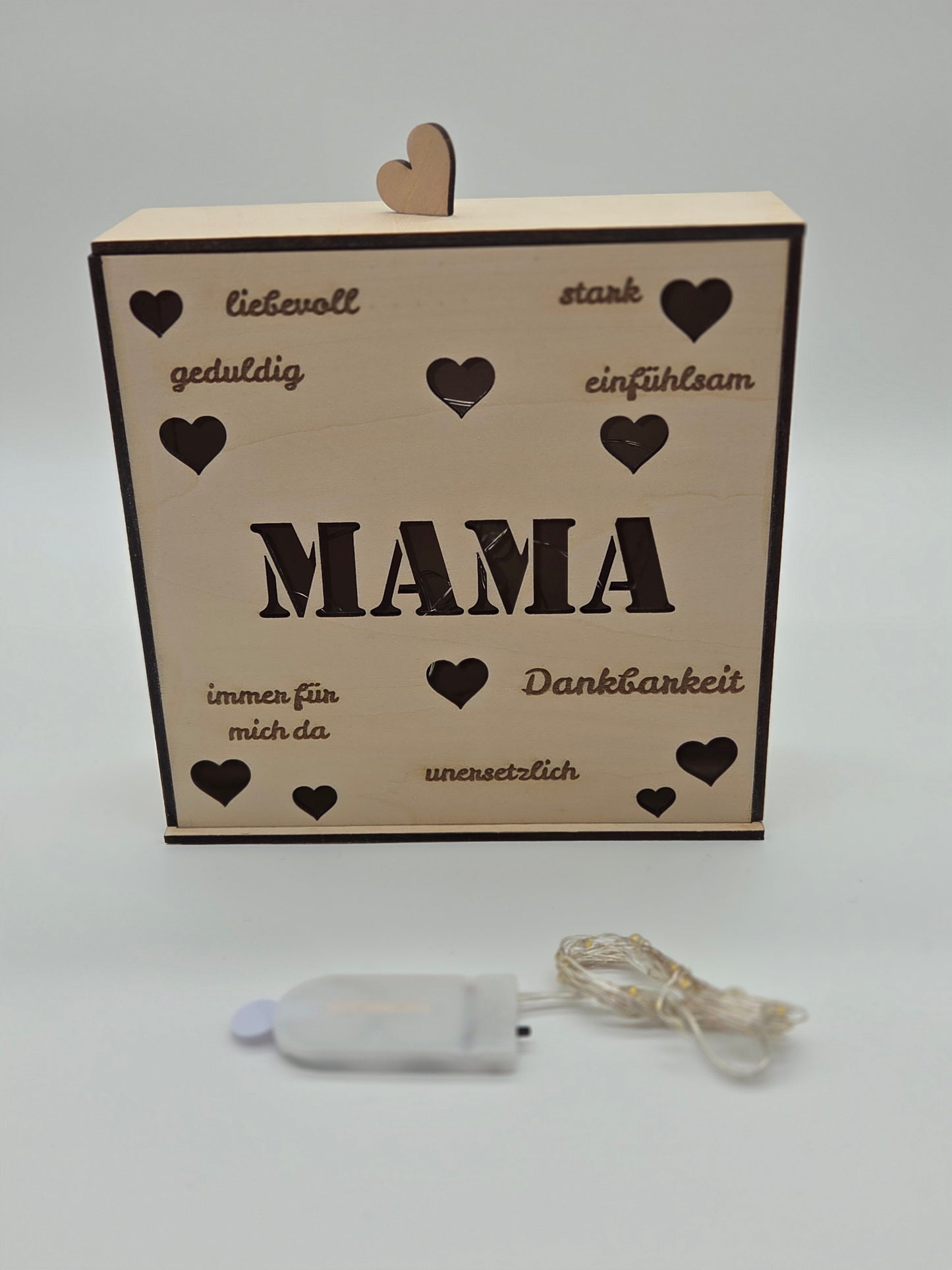 Muttertagsgeschenk Mama Holz Lichtbox mit LED | personalisierbar | Geschenk für Mama | handgemacht