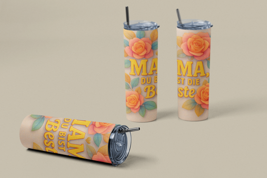 „Tumbler Rosenliebe – Thermobecher für Mama mit Blumenmotiv | Geschenkidee Muttertag & Geburtstag“